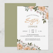 Bloemen waterverf Lente Paasdiner Kaart (Voorkant / Achterkant)