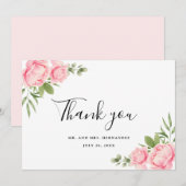 Bloemen waterverf lente / zomer roos bruiloft bedankkaart (Voorkant / Achterkant)