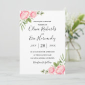 Bloemen waterverf lente / zomer roos bruiloft kaart (Staand voorkant)