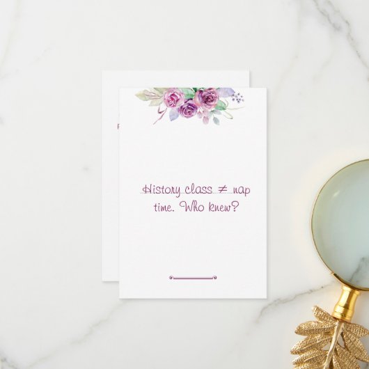 Bloemen waterverf leraar geschiedenis waardering bedankkaart (Voorkant / Achterkant in situ)