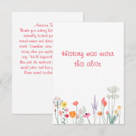 Bloemen waterverf leraar geschiedenis waardering bedankkaart