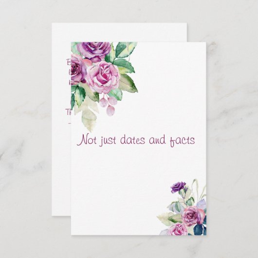 Bloemen waterverf leraar geschiedenis waardering bedankkaart (Voorkant / Achterkant)