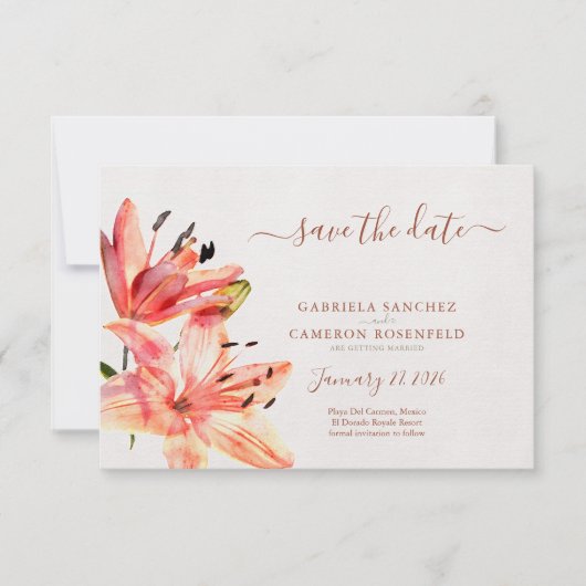 Bloemen Waterverf Lillies Terracotta (Voorkant)