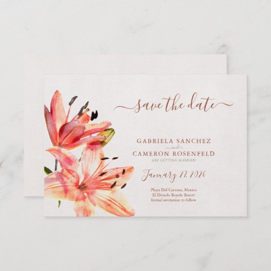 Bloemen Waterverf Lillies Terracotta (Voorkant / Achterkant)