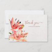 Bloemen Waterverf Lillies Terracotta Bedankkaart (Voorkant)