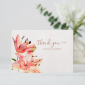 Bloemen Waterverf Lillies Terracotta Bedankkaart (Staand voorkant)
