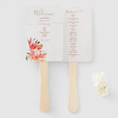 Bloemen Waterverf Lillies Terracotta Handwaaier (Voorkant en achterkant)