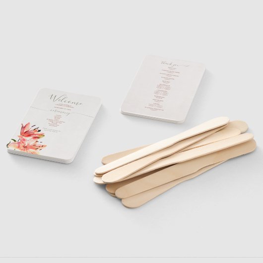 Bloemen Waterverf Lillies Terracotta Handwaaier (Niet-gemonteerd)