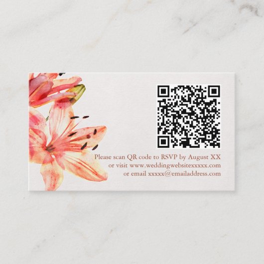 Bloemen Waterverf Lillies Terracotta Informatiekaartje (Voorkant)