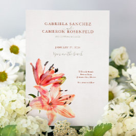 Bloemen Waterverf Lillies Terracotta Kaart