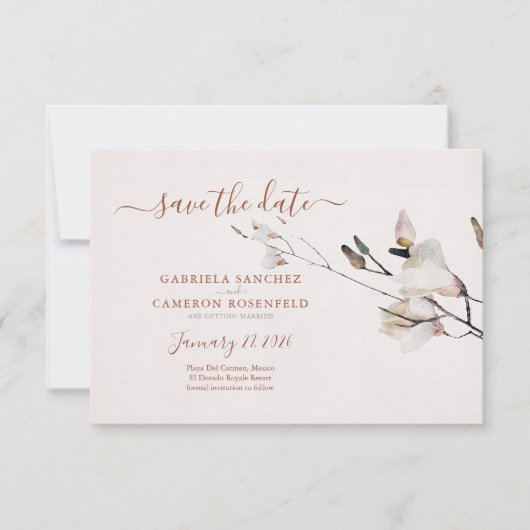 Bloemen Waterverf Magnolia Terracotta (Voorkant)