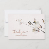 Bloemen Waterverf Magnolia Terracotta Bedankkaart (Voorkant)