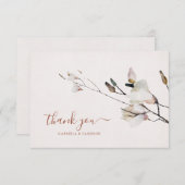 Bloemen Waterverf Magnolia Terracotta Bedankkaart (Voorkant / Achterkant)