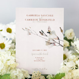 Bloemen Waterverf Magnolia Terracotta Kaart