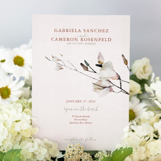 Bloemen Waterverf Magnolia Terracotta Kaart