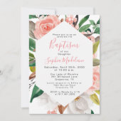 Bloemen Waterverf Meisje Dopen Uitnodiging (Voorkant)