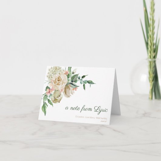 Bloemen Waterverf Micha 6:8 Gepersonaliseerde Note Bedankkaart (Voorkant)
