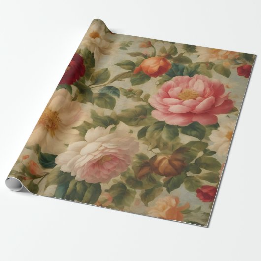 Bloemen Waterverf Modern Collectie Cadeaupapier (Uitgerold)