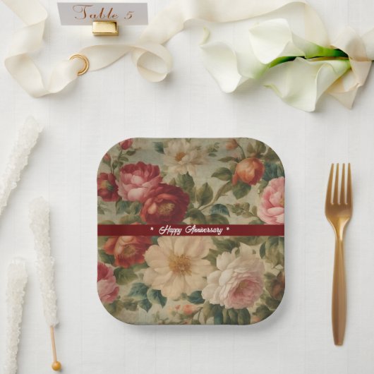 Bloemen Waterverf Modern Collectie Papieren Bordje (Huwelijk)