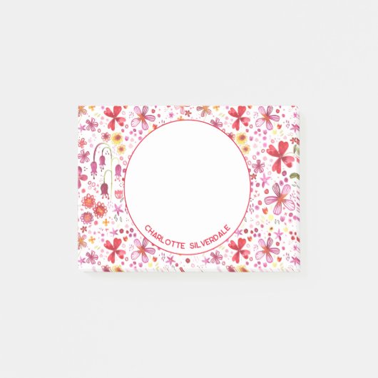 Bloemen Waterverf Modern gepersonaliseerd Post-it® Notes (Voorkant)