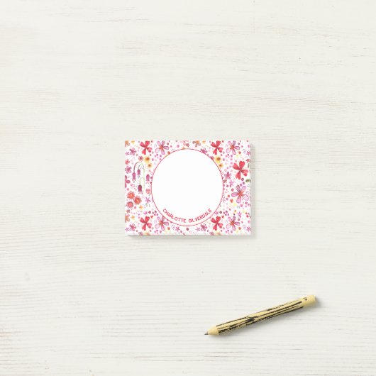 Bloemen Waterverf Modern gepersonaliseerd Post-it® Notes (Op bureau)