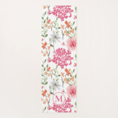 Bloemen Waterverf Modern Pastel Monogram Aangepast Yogamat (Achterkant)