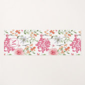Bloemen Waterverf Modern Pastel Monogram Aangepast Yogamat (Voorkant (horizontaal))