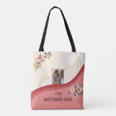 Bloemen Waterverf Moederdag Schattige gedicht & fo Tote Bag (Achterkant)