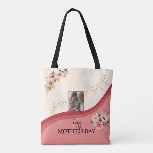 Bloemen Waterverf Moederdag Schattige gedicht & fo Tote Bag (Achterkant)