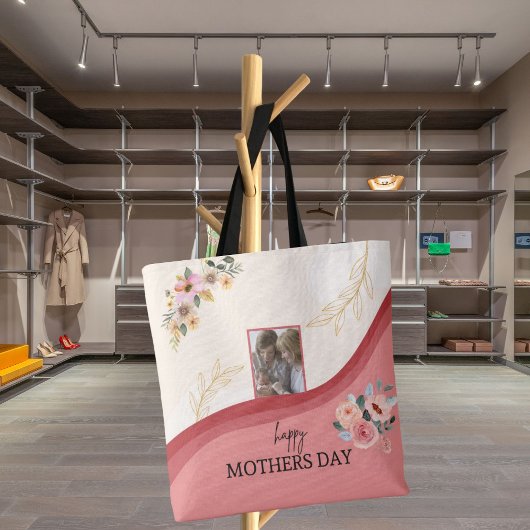 Bloemen Waterverf Moederdag Schattige gedicht & fo Tote Bag