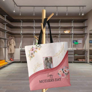 Bloemen Waterverf Moederdag Schattige gedicht & fo Tote Bag