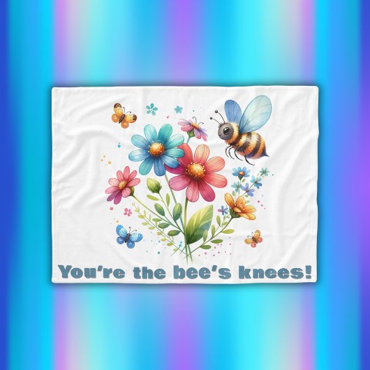 Bloemen Waterverf Monogram Je bent de Bijenknie Fleece Deken