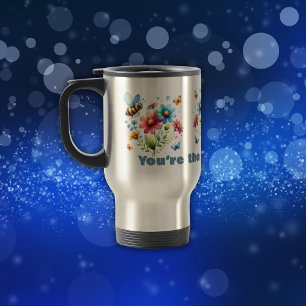 Bloemen Waterverf Monogram Je bent de Bijenknie Reisbeker