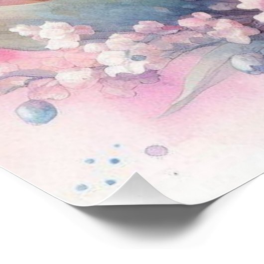 Bloemen waterverf monogram lelie van het dal perfect poster (Hoek)