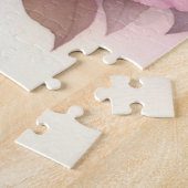 Bloemen waterverf monogram roze blauw azalea's legpuzzel (Zijkant)