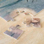 Bloemen waterverf monogram roze blauw paardenbloem legpuzzel (Zijkant)