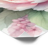 Bloemen waterverf monogram roze blauw pioenen perfect poster (Hoek)