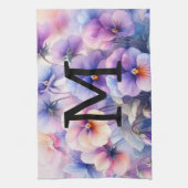 Bloemen waterverf monogram roze paarse slipjes theedoek (Verticaal)