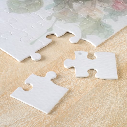 Bloemen waterverf monogram roze rozen bloemen legpuzzel (Zijkant)