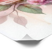 Bloemen waterverf monogram roze rozen bloemen perfect poster (Hoek)