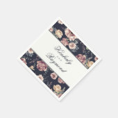  Bloemen Waterverf Navy Blue en Mauve Servet (Hoek)