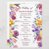Bloemen Waterverf op White Flat Wedding Program Programmakaart (Voorkant / Achterkant)