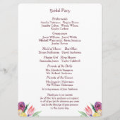 Bloemen Waterverf op White Flat Wedding Program Programmakaart (Achterkant)