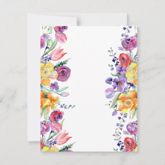 Bloemen Waterverf op wit Save the Date Aankondiging (Achterkant)