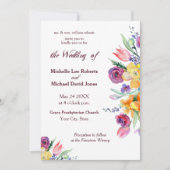 Bloemen Waterverf op witte bruiloft uitnodiging (Voorkant)