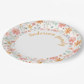 Bloemen waterverf oranje naam Thanksgiving Papieren Bordje (Gekanteld)