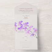 Bloemen Waterverf Orchideeën Terracotta Bruiloft All In One Uitnodiging (Binnen)