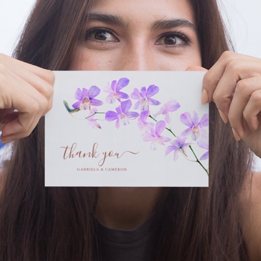 Bloemen Waterverf Orchideeën Terracotta Bruiloft Bedankkaart