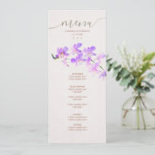 Bloemen Waterverf Orchideeën Terracotta Bruiloft Menu (Staand voorkant)