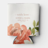 Bloemen Waterverf Paar Bruiloft Met Liefde Blikjeskoeler (Voorkant)